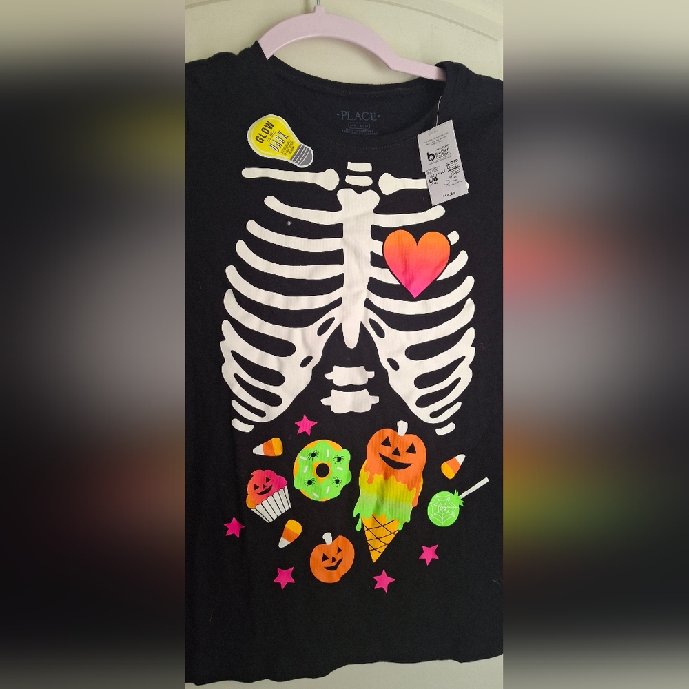 The Childrens Place Skeleton Halloween Kids Costume T-Shirt by Place Sz 10/12